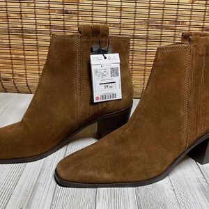 MNG Mango suede pointed toe heeled western ankle boots in NEW EUR 39